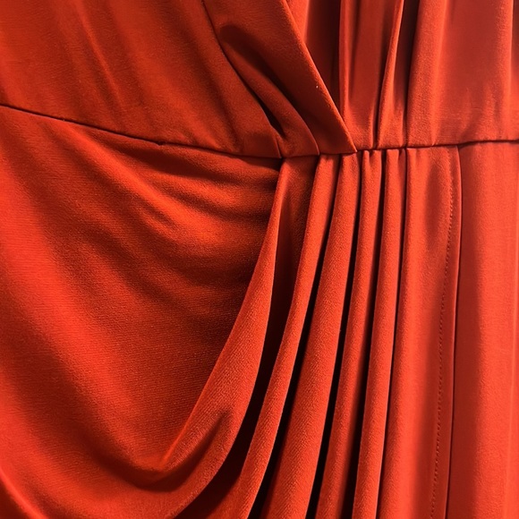 Burnt orange Calvin Klein pleated tulip hem sleeveless dress work office - Picture 2 of 6